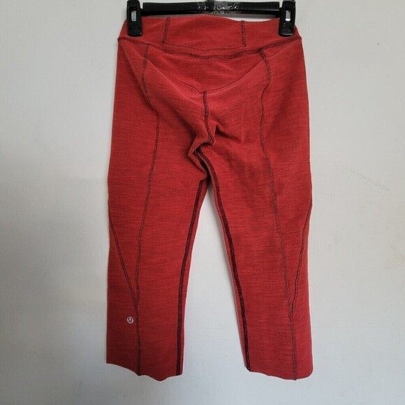 Lululemon Athletica Verve Cropped Red Deepest Cranberry Cut Off Raw Hem Pants 4 - Picture 3 of 14